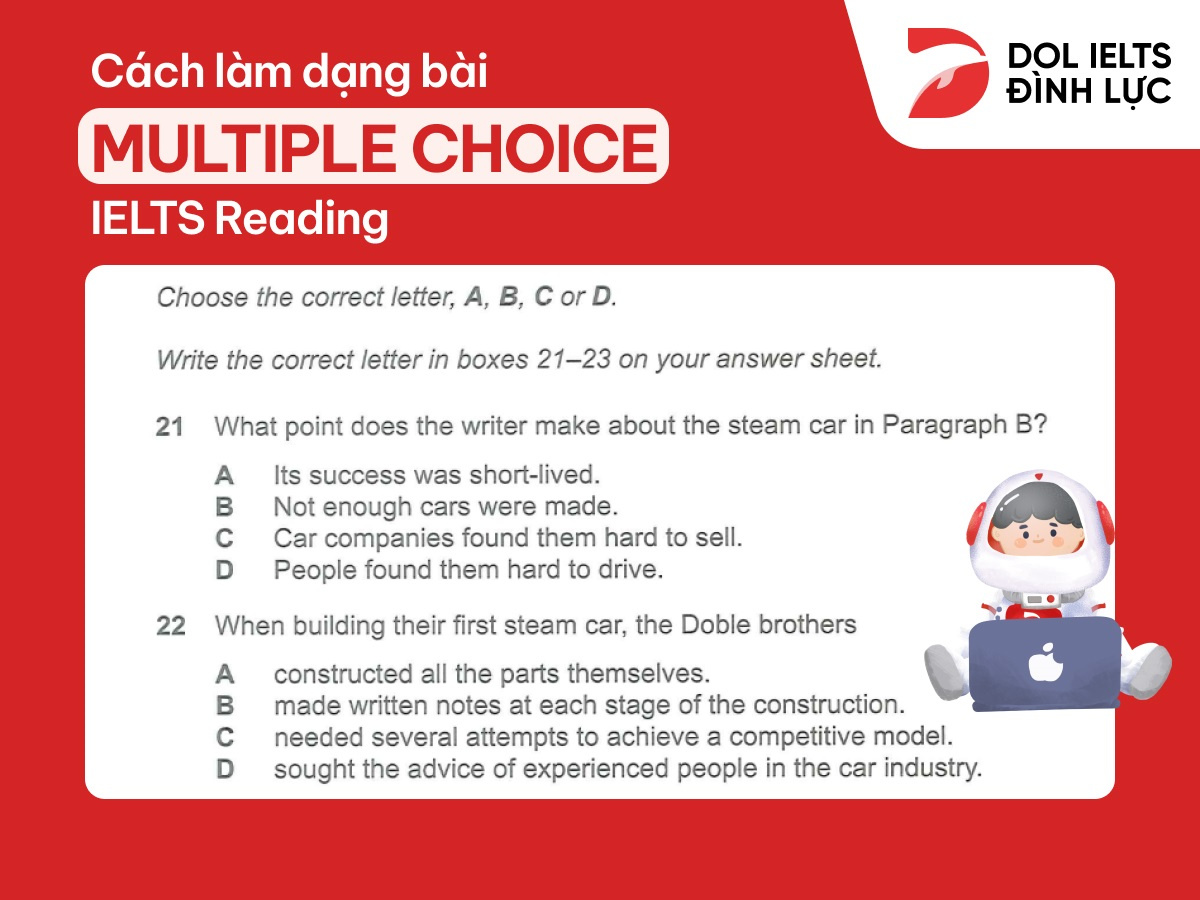 dạng đề multiple choice trong ielts reading