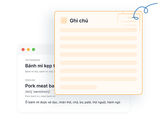 Mỗi từ đều có Ghi chú riêng về cách sử dụng