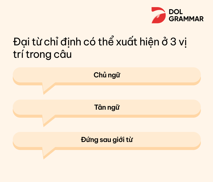 vị trí của đại từ chỉ định trong câu