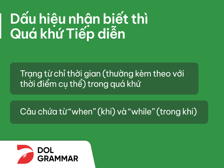 dấu hiệu nhận biết thì quá khứ tiếp diễn